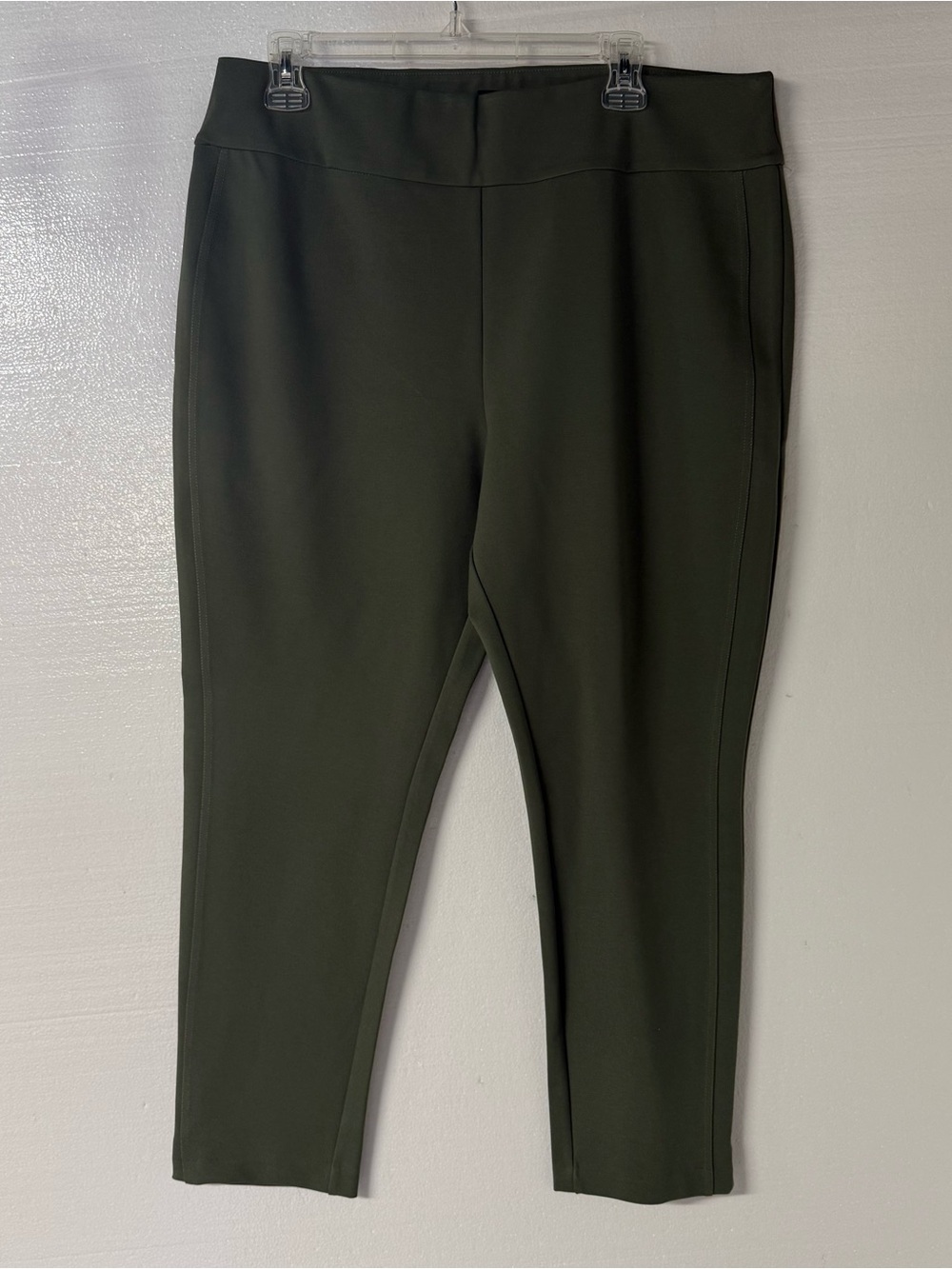 Express Pants Women XL Olive Green Straight Ankle Elastic Waist Stretch Pull On